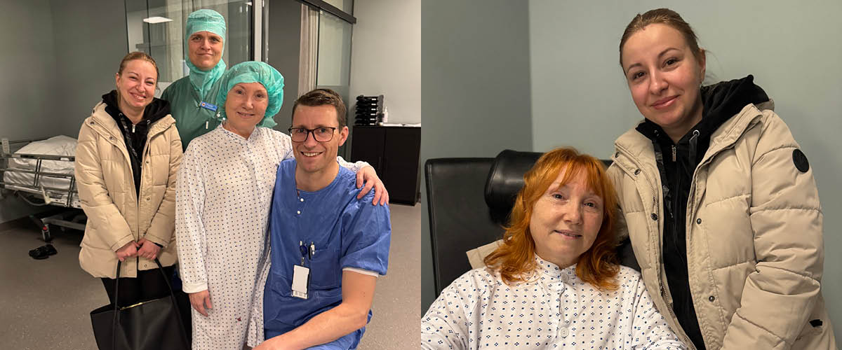 Fedora med operasjonsteamet. Hofteprotese. 