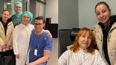 Fedora med operasjonsteamet. Hofteprotese. 